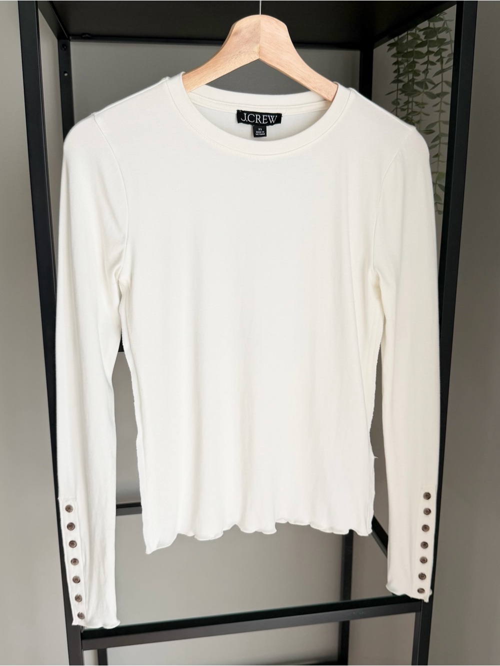 J. Crew Refined Ribbed Long Sleeve Tee with Button Cuffs